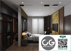 Download Free 3D Bedroom Interior Model by Tong Mai