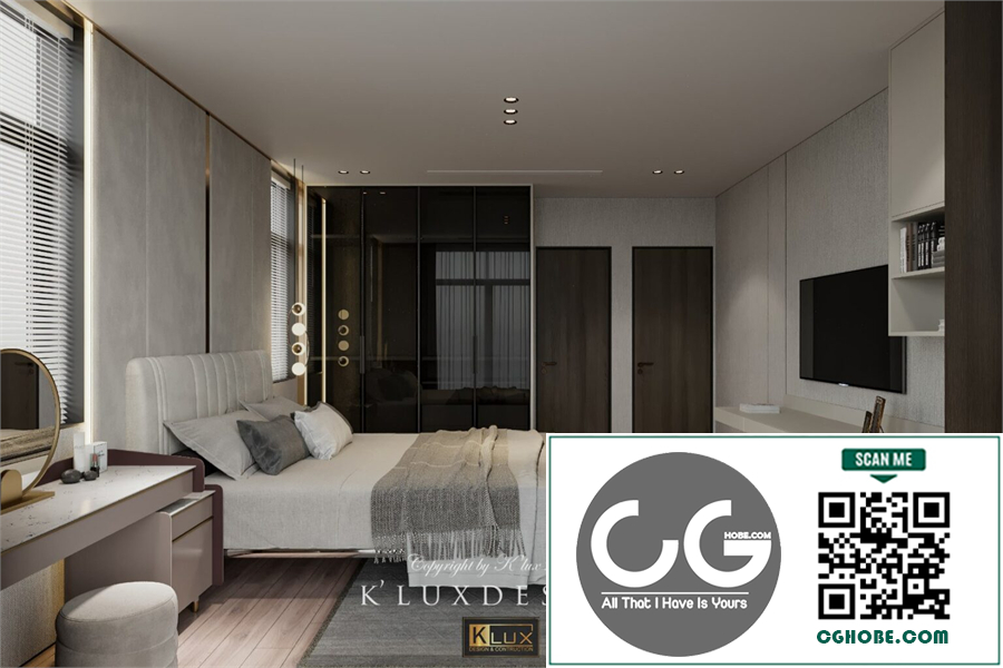 3D Bedroom Interior Model Download by Trung Kien Kts