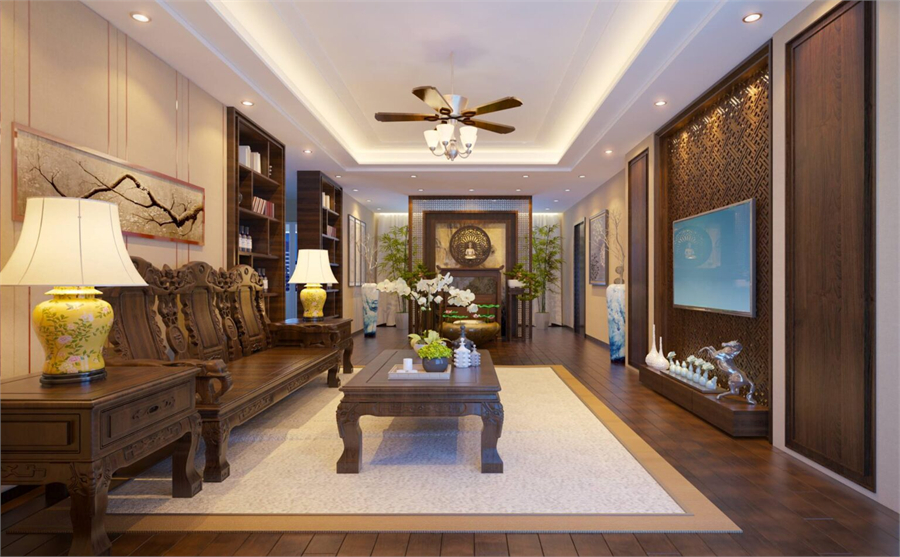 Free 3D Indochine Living Room Interior Model Download