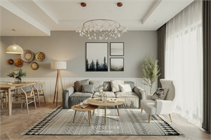 Free 3D Living Room- Kitchen Interior Model Download by Hoang Thoa