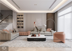 Free 3D Living Room- Kitchen Interior Model Download by Bui Hai Lich