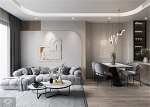 Free 3D Living Room- Kitchen Interior Model Download by Bui Hai Lich