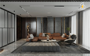 Free 3D Living Room- Kitchen Interior Model Download by Bao An