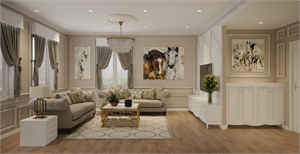 Free 3D Living Room- Kitchen Interior Model Download by Pham Dinh Kham