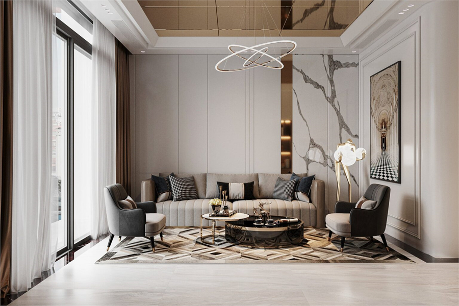 Free 3D Living Room- Kitchen Interior Model Download by Quyen Linh