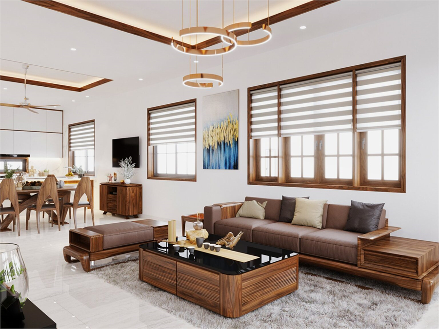Free 3D Living Room- Kitchen Interior Model Download by Mai Long