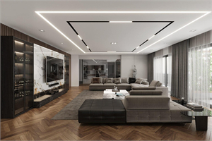 Free 3D Living Room- Kitchen Interior Model Download by Duc Quan