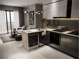 Download Free 3D Living Room- Kitchen Interior Model By Bui Khong Bay