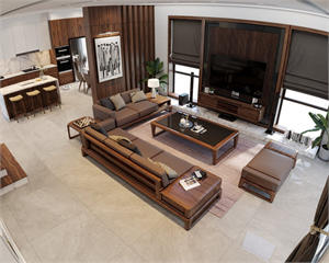 Download Free 3D Living Room- Kitchen Interior Model By Pham Xuan Thuy