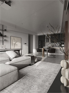 Download Free 3D Living Room- Kitchen Interior Model By Tran Nghia