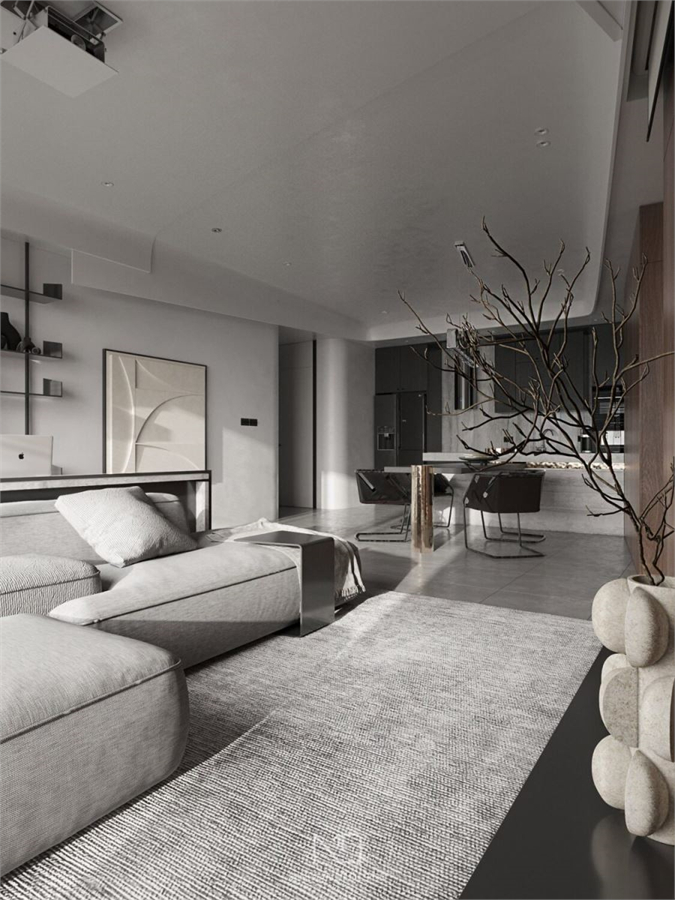 Download Free 3D Living Room- Kitchen Interior Model By Tran Nghia