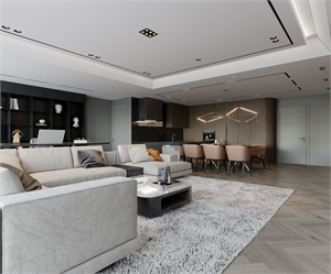 Download Free 3D Living Room- Kitchen Interior Model By Nguyen Duc Huy
