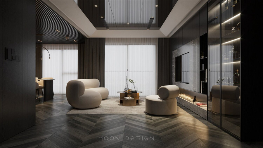 Download Free 3D Living Room- Kitchen Interior Model By Trung Nghia