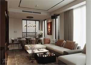  Download Free 3D Living Room- Kitchen Interior Model By Ngo Thanh Thien