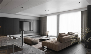 Download Free 3D Living Room- Kitchen Interior Model By Tu Dinh Huong