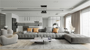  Download Free 3D Living Room- Kitchen Interior Model By Mai Thun