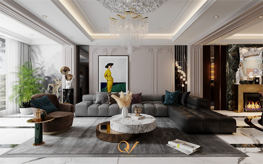  Download Free 3D Living Room- Kitchen Interior Model By Van Quyet