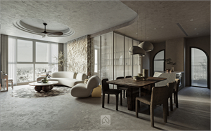 Free 3D Living Room- Kitchen Interior Model Download by Vu Phuong Anh
