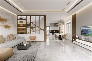 Free 3D Living Room- Kitchen Interior Model Download by Pham Thanh Nhan
