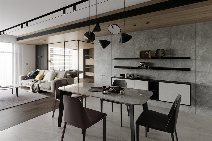 Free 3D Living Room- Kitchen Interior Model Download by Nguyen Duc Huy