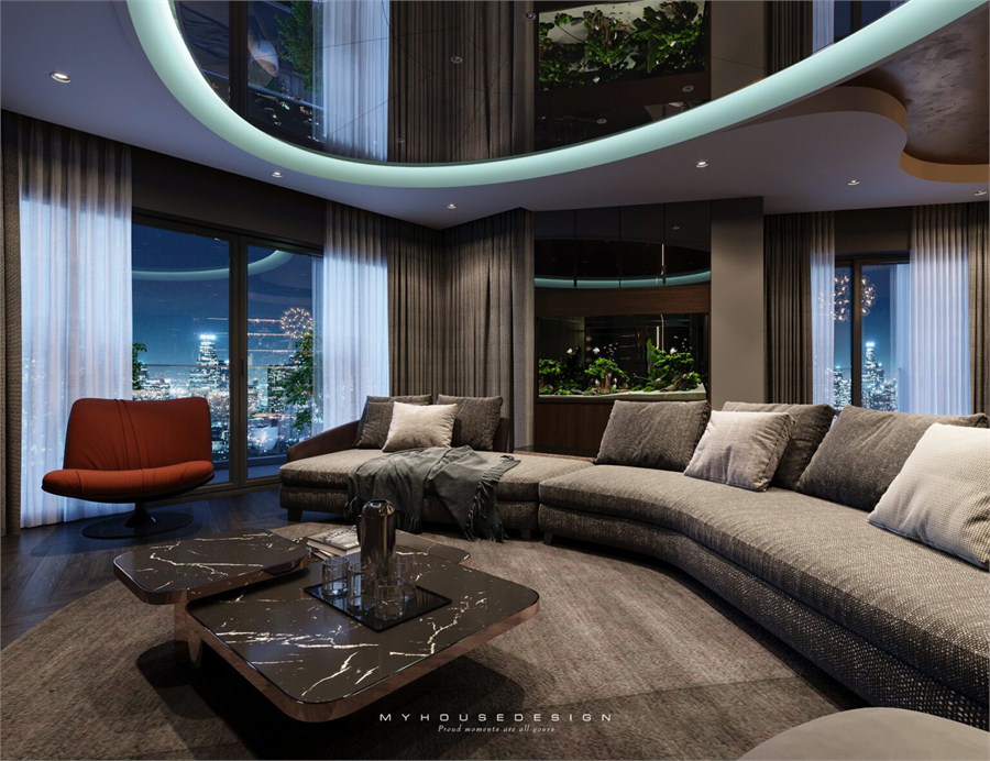 Free 3D Livingroom- Kitchen Interior Model Download by Bui Vien