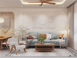 Free 3D Living Room- Kitchen Interior Model Download by Trang Chuot