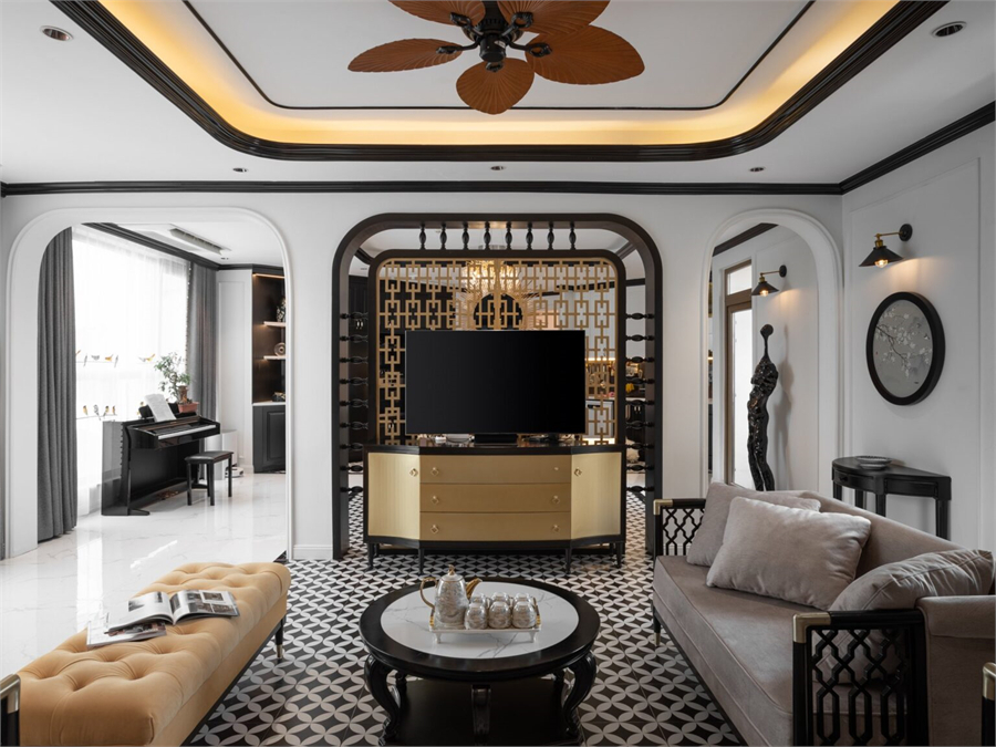 3D Indochine Living Room – Kitchen Interior Model Download by Le Viet Dung