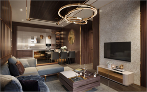 3D Living Room – Kitchen Interior Model Download by Hoang Thi My Linh