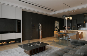 3D Living Room – Kitchen Interior Model Download by Nguyen Ha