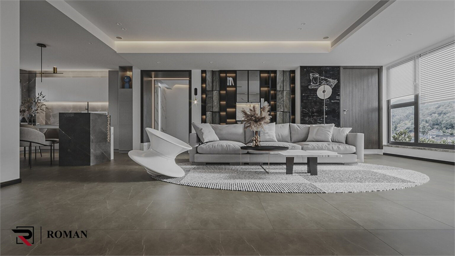 3D Living Room – Kitchen Interior Model Download by Map Art