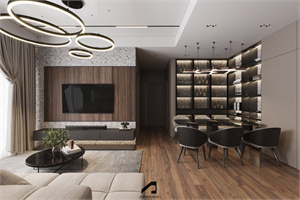3D Living Room – Kitchen Interior Model Download by Do Duy Tien