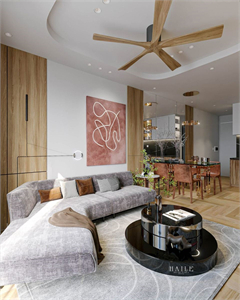 3D Living Room – Kitchen Interior Model Download by Hai Le