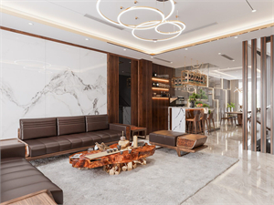 3D Living Room – Kitchen Interior Model Download by Do Dinh Manh