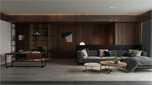 3D Living Room – Kitchen Interior Model Download by Nguyen Quan