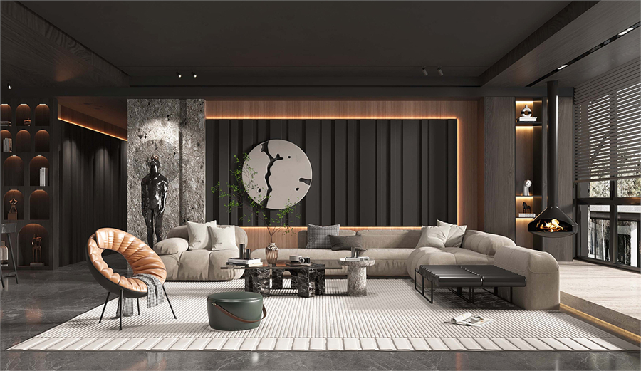3D Living Room Interior Model Download