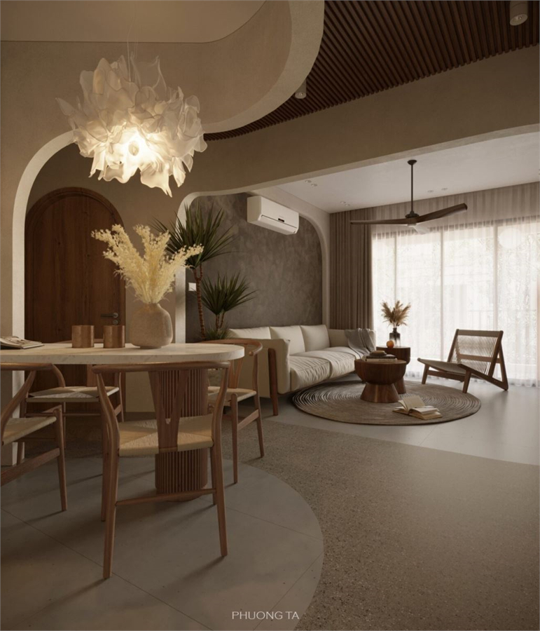 3D Living Room – Kitchen Interior Model Download by Phuong Ta