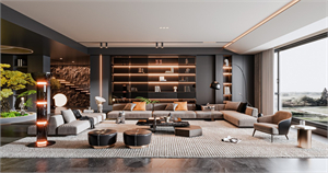 3D Living Room Interior Model Download
