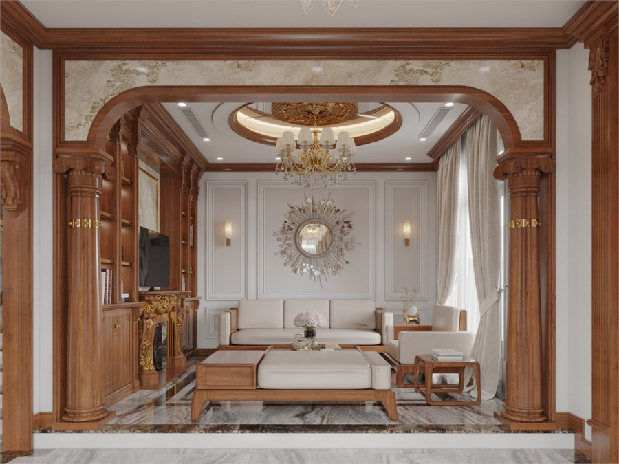 Download Free 3D Classical Living Room – Kitchen Interior Model by Ha