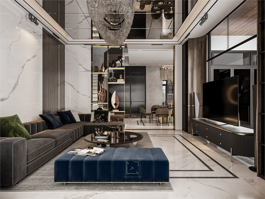 3D Living Room – Kitchen Interior Model Download by Tung Nguyen