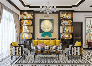 3D Indochine Living Room Interior Model Download by Bao Nguyen