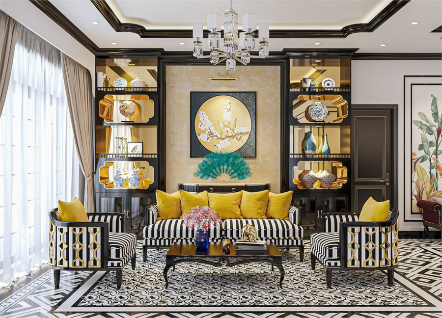 3D Indochine Living Room Interior Model Download by Bao Nguyen
