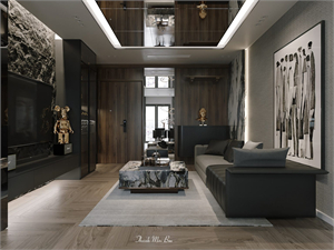 3D Living Room – Kitchen Interior Model Download by Thanh Mai Bui