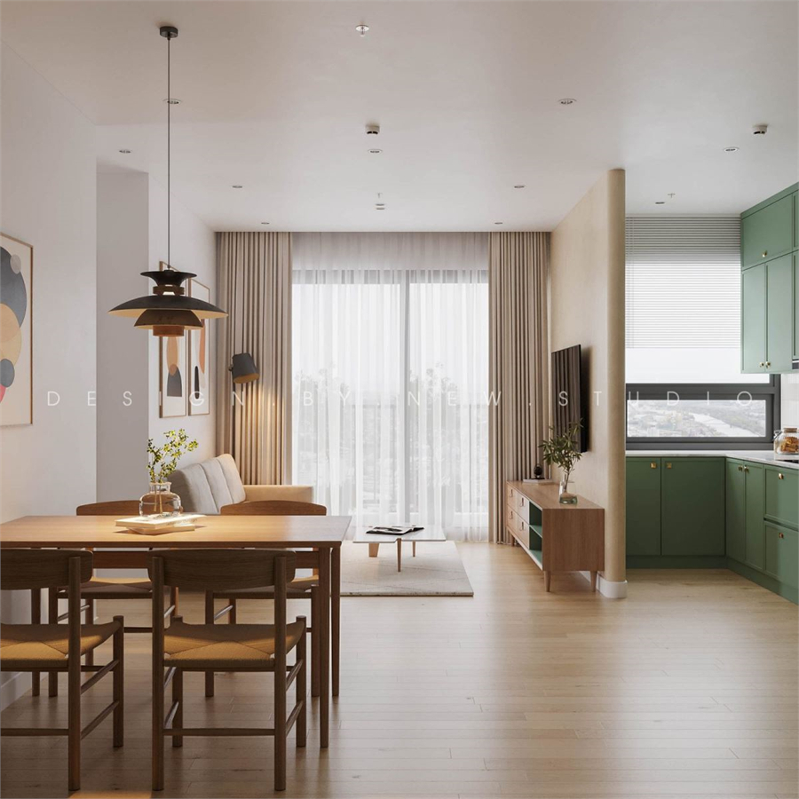 3D Living Room – Kitchen Interior Model Download by Nguyen Quang Hai