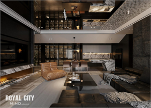3D Living Room – Kitchen Interior Model Download by Trung Nghia