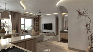 3D Living Room – Kitchen Interior Model Download by Luong Thuy