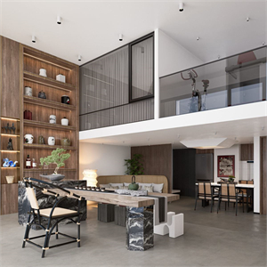 3D Living Room – Kitchen Interior Model Download