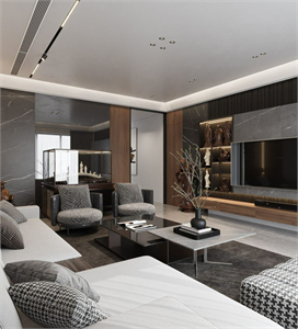  3Ds Max Living Room – Kitchen Interior Model Download by Quoc Tung
