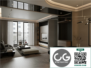 3Ds Max Living Room – Kitchen Interior Model Download by Tran Tien Viet