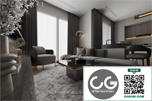 3Ds Max Living Room – Kitchen Interior Model Download by Huy Vuong
