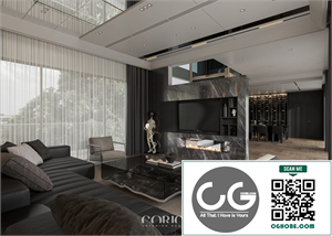 3Ds Max Living Room – Kitchen Interior Model Download by Trung Nguyen